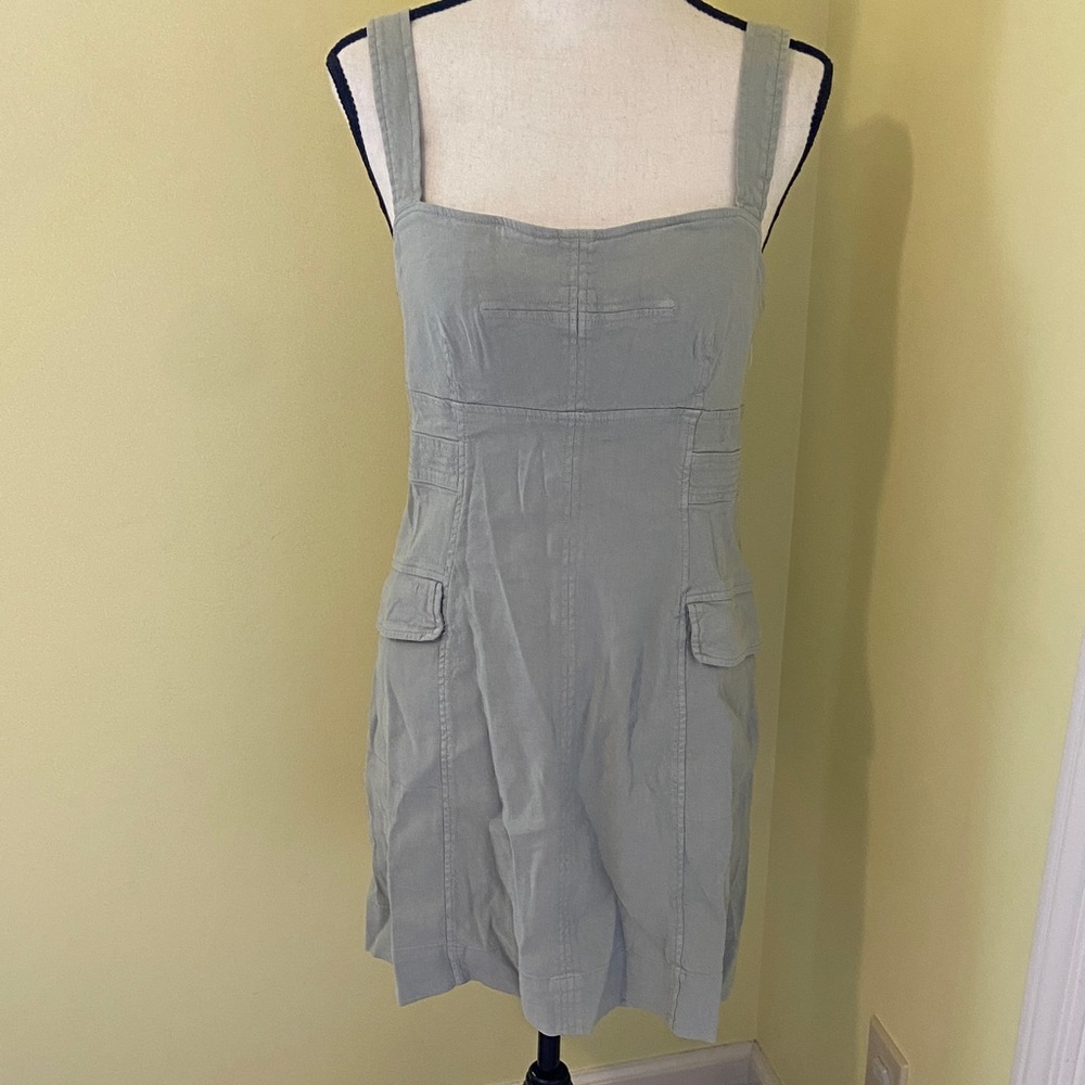 Anthropologie Pale Sage Square-Neck Mini Dress